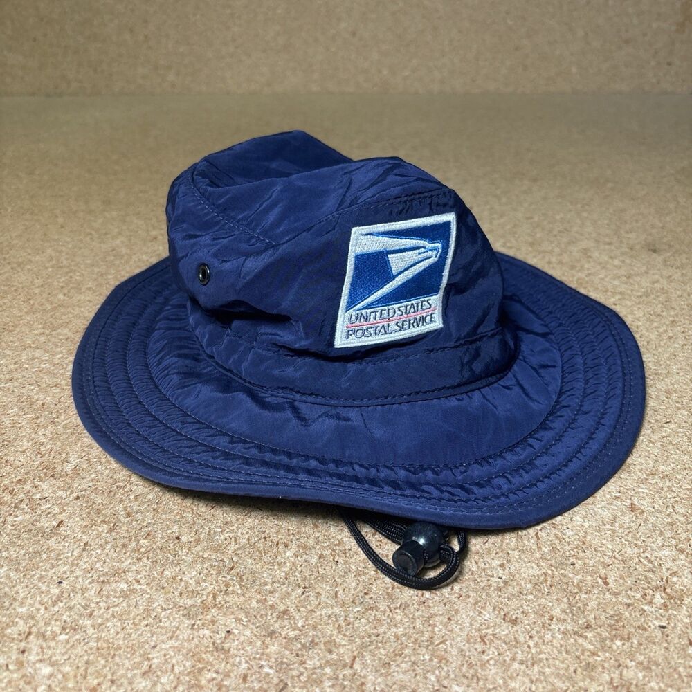 Vintage USPS United States Postal Service Blue Bucket Sun Hat L Made in USA